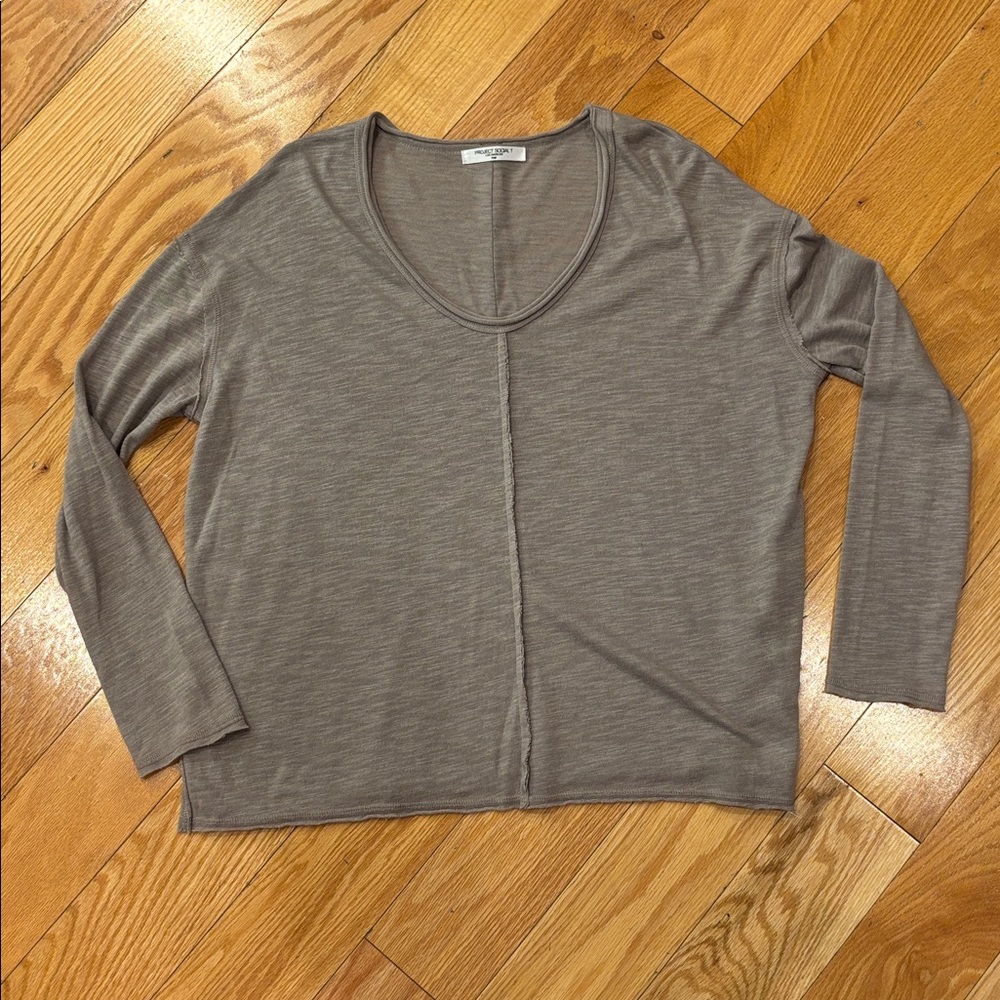 Project Social T soft grey Knit Top